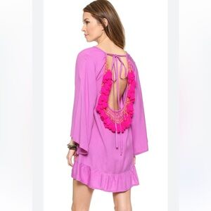 Revolve Sundress purple/pink Indiana Open Beaded Tassel Back small